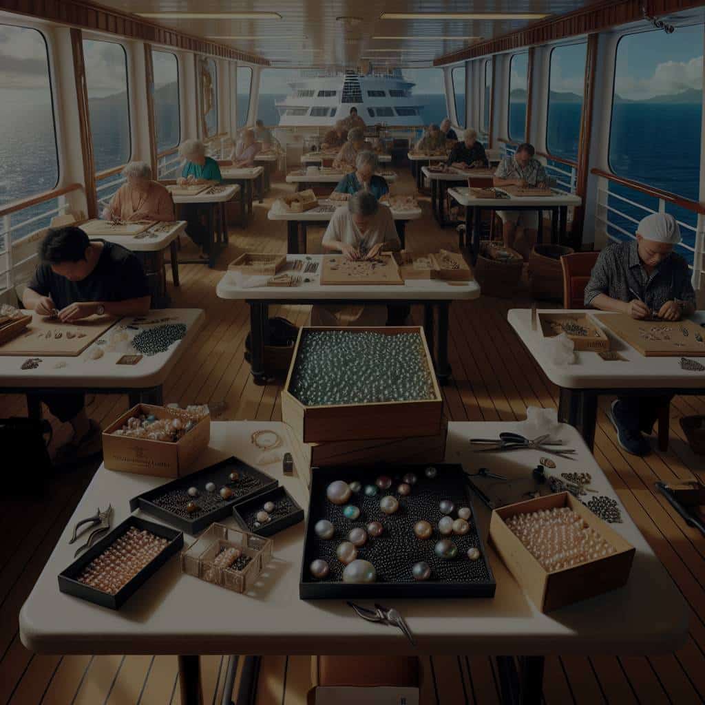 Quelles croisières offrent des ateliers de création de bijoux marins avec des perles de Tahiti?